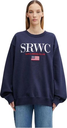 Sporty & Rich Graphic Crewneck Sweatshirt - Dames - Sweatshirts - Blauw - S - Katoen - Hoodies & sweatvesten