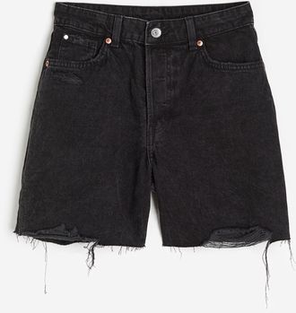 H&M Curvy Fit Bermuda High Denimshorts - Schwarz