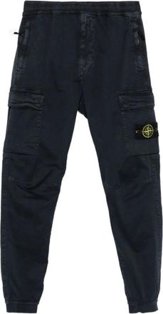 Stone Island Sweatpants, male, Blue, W34, Blue Cargo Trousers with Zip Pockets