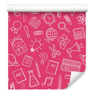 OEM Carta Da Parati Con Motivo materiale Scolastico Rosa Per Soggiorno E Camera Da Letto, 50x1000 Cm
