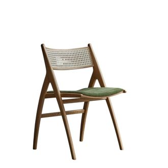 Tikamoon Silla de roble macizo y terciopelo verde