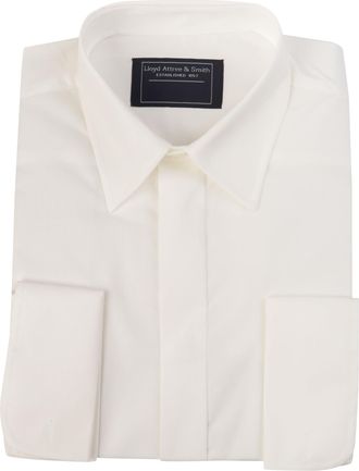 Generic Mens Tailored Fit Dress Shirt Ivory Cream Double Cuff Regular Collar White (UK, Neck, 15, Regular, Ivory)