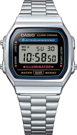 Casio Digital Watch with Illuminator Display and Stainless Steel Bracelet - A168W-1