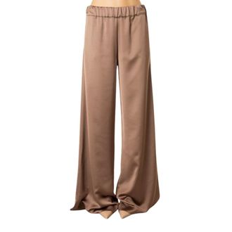 D.exterior Wide Trousers, female, Brown, Size: XL Pantalone New Satin Wash