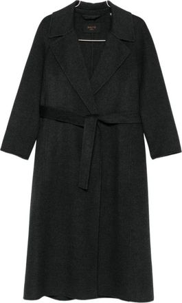 Palt&ograve; Grijze Wollen Ceintuurjas - Dames - Jas met riem - Zwart - M - Wol - Jassen