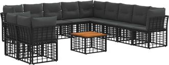 vidaXL Conjunto De Sof&aacute;s De Exterior 12 Uds. Negro Y Gris Oscuro Vidaxl