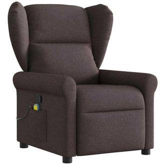 vidaXL Sill&oacute;n De Masaje Reclinable De Tela Marr&oacute;n Oscuro Vidaxl