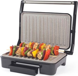 Salter Marblestone Health Grill - Macchina per Panini Antiaderente, Senza Olio Necessario, Cerniera Galleggiante per Alimenti, Controllo Automatico della