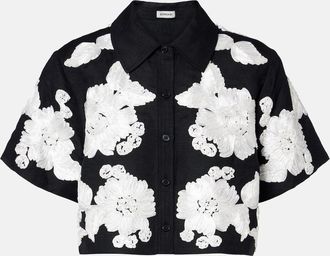 SIMKHAI Camicia Callie in misto lino con ricamo