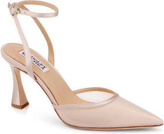Badgley Mischka Yordan Ankle Strap Pump in Nude Satin at Nordstrom, Size 5.5