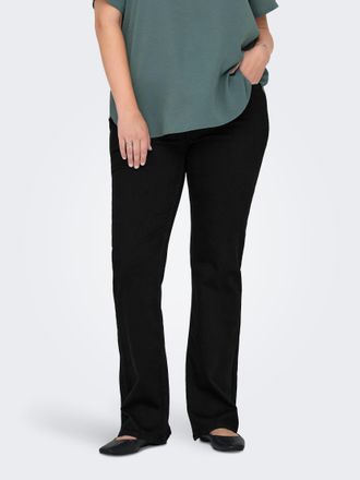 Only Carmakoma High-waist-Jeans ONLY CARMAKOMA CARWILLY HW FLARED PIM2343 DNM, Damen, Gr. 50, L&auml;nge 32, blau (schwarz denim), Denim/Jeans, Obermaterial: 92% Baumwoll