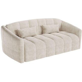 Vente-Unique Divano letto 4 posti express Materasso 160 cm Spessore materasso 13 cm Vvelluto Beige - RETUNA