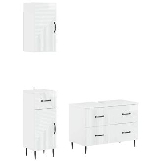 vidaXL Juego De Armarios De Ba&ntilde;o De 3 Piezas Haarlem Blanco Brillante Vidaxl
