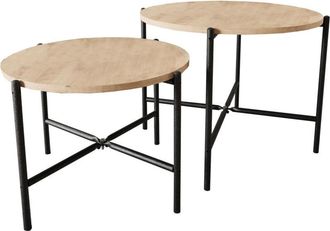 OEM Juego 2 Mesas De Centro Base De Metal Safir