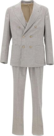 Eleventy double-breasted suit - men - Wool/Viscose - 58 - Grey