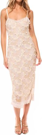 LoveShackFancy Harlette Beaded Midi Dress In Sanibel Gold