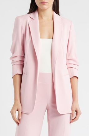 Anne Klein Open Front Scrunch Sleeve Blazer in Rose Water at Nordstrom, Size Xx-Small