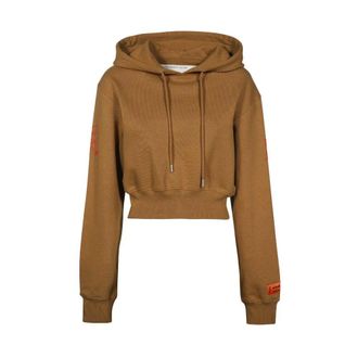 Heron Preston Katoenen Hoodie met Print op de Rug - Dames - Hoodies - Bruin - 2XS - Katoen - Hoodies & sweatvesten