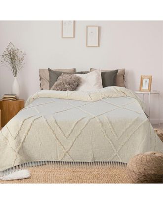 LR Home Lr Home Solid Ivory Dazzling Diamond Coverlet