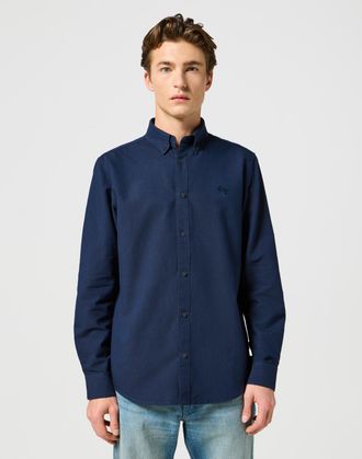 Wrangler Langarmhemd WRANGLER WRANGLER Langarmhemd Oxford Shirt, Herren, Gr. XXL, N-Gr, blau, Obermaterial: 100% Baumwolle CO., Hemden Langarmhemd