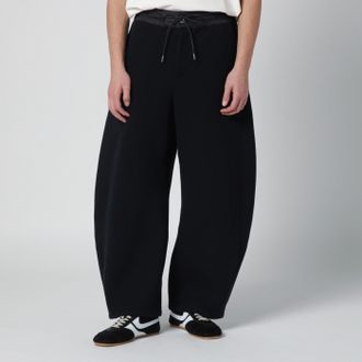 sacai Black cotton-blend curved-leg trousers