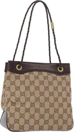 Gucci Pre-owned Canvas Bucket Bag - Dames - Vintage Tas - Beige - ONE Size - Vintage