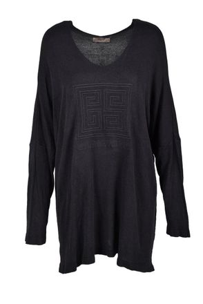 Gil Santucci Black Embossed Viscose-Blend Sweater