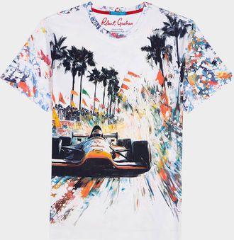 Robert Graham Mens Final Lap Cotton Graphic T-Shirt