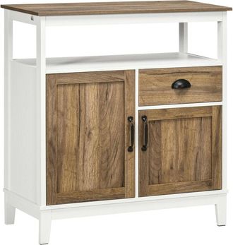 HOMCOM aparador de salón armario almacenaje de madera con 2 puertas cajón y estante ajustable para comedor cocina dormitorio 76,6x35x81,5 cm