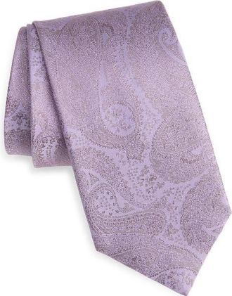 BOSS Geometric Silk Tie in Light/Pastel Purple at Nordstrom