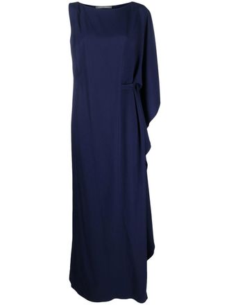 Alberta Ferretti one-shoulder draped maxi dress - women - Viscose/Acetate/Acetate/Cupro - 46 - Blue