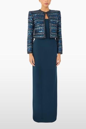 Jenny Packham Alma Beaded Jacket in Blackthorne Blue at Nordstrom, Size 10 Uk