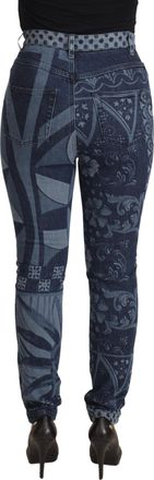 Dolce & Gabbana Floral High-Waist Skinny Jeans - Blue