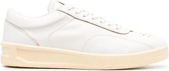 Jil Sander Witte Leren Vetersneakers - Heren - Sneakers - Wit - 36 EU - Leer - Schoenen