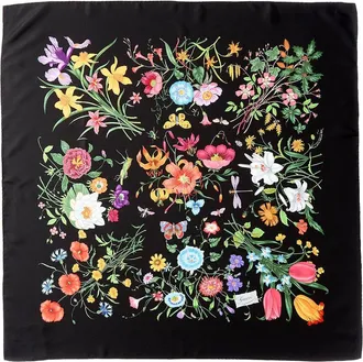 Gucci Printed Flora Silk Twill Carre