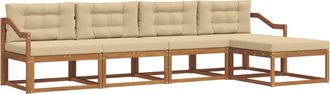vidaXL Conjunto De Sof&aacute;s De Exterior 5 Uds. Natural Y Beige Vidaxl