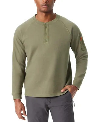 G.H. Bass & Co. Bass Outdoor Top Mens Green Henley Neck Long Sleeve Performance FTS1517