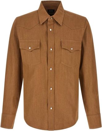 A.P.C. A.p.c., Overhemden, Heren, Bruin, XL, Katoen, Western Shirt