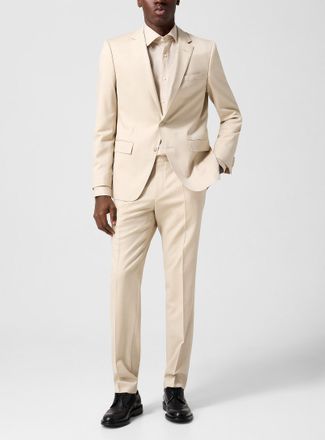 BOSS Mens Pure virgin wool fitted ivory-coloured pant