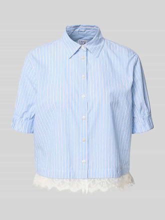 Emily van den Bergh Regular Fit Bluse aus Baumwolle mit 1/2-Arm in Bleu, Gr&ouml;&szlig;e 36