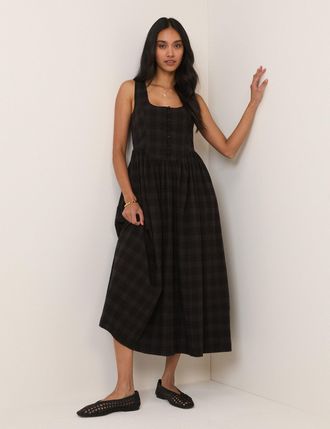 Nobody's Child Black Check Cora Midi Dress