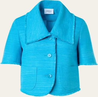 Akris Short-Sleeve Fringed Indian Silk Jacket