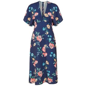Yumi Wikkeljurk met kimonomouwen en bloemenpatroon voor dames (Marine)