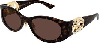 Gucci GG2123SA Asian Fit 004 Womens Sunglasses Tortoiseshell Size 55 - Free RX Lenses - Free RX Lenses