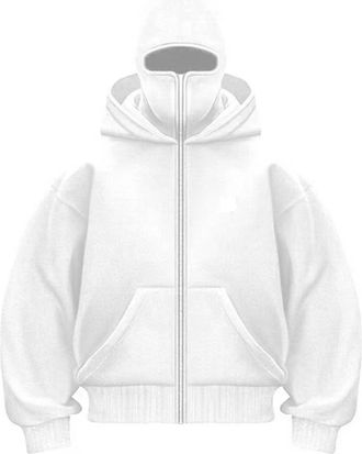 Generic Balaclava Hoodie Mens Hoodies Zip Up Fashion Double Layer Hoodie with Mask Travel Hoodies Oversized Long Sleeved Warm Wind-resistant Athletic Workout 