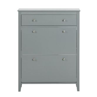 SoBuy Zapatero con 2 solapas y un caj&oacute;n grande mdf gris