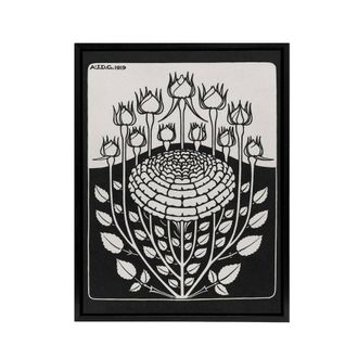 Artery8 Rose Bush Flowers Vintage Floral Framed Canvas Wall Art Print de Graag in Black | Size: W24 x H32