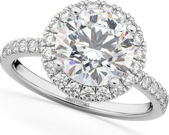 Allurez Round Halo Lab Diamond Engagement Ring 14K in 2.50Ct/white Gold at Nordstrom, Size 7.5