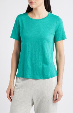 Eileen Fisher Organic Linen Crewneck T-Shirt in Sstar at Nordstrom, Size Xx-Small