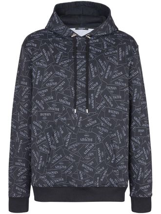 Balmain Couture Label-print hoodie - Black